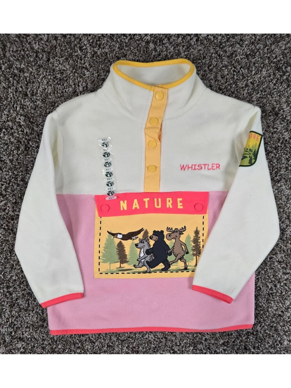 Big Bear Trading Company Canmore Kids Sz 6 1/4 Button Fleece sweater Whistler